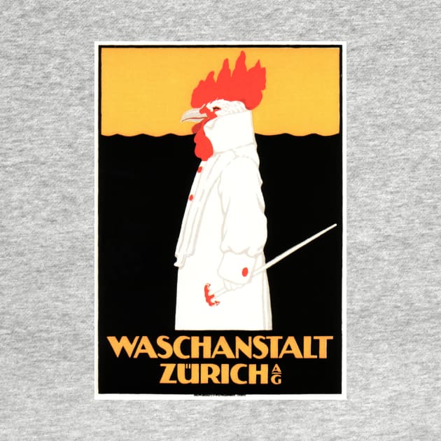 Waschanstalt Zurich Tuxedo Rooster Switzerland Vintage by vintageposters